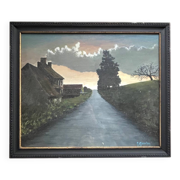 Flemish cottage, oil on cardboard, G. Maerten 20th century