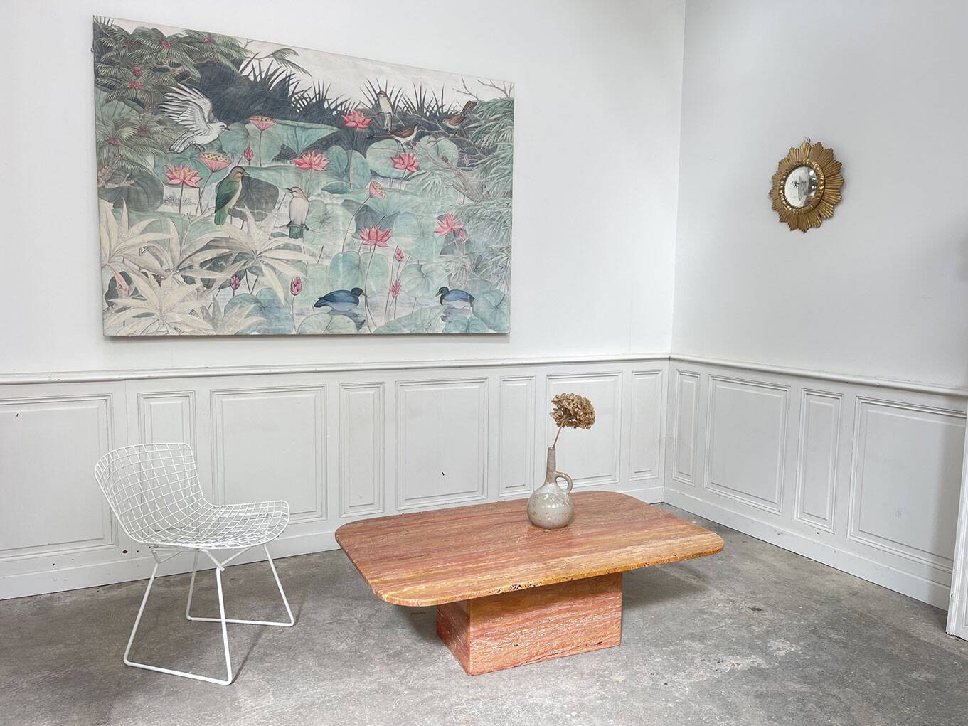 70s orange-pink marble coffee table