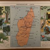 Old poster map of Madagascar - 1931