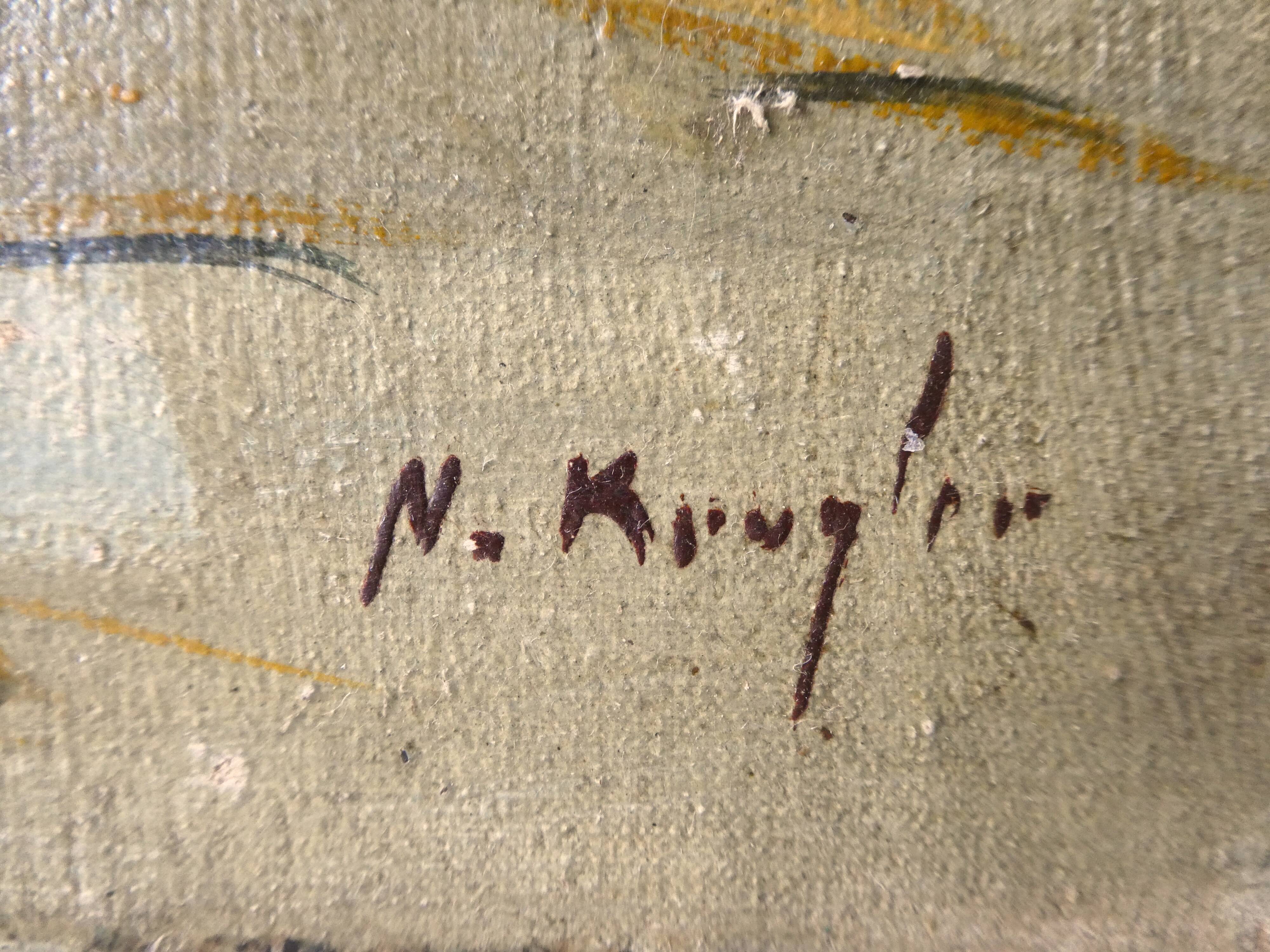 Oil on canvas "cat and fly", 1940s
