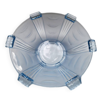 Art Deco Blue Glass Fruit Bowl Stolzle Hermanova