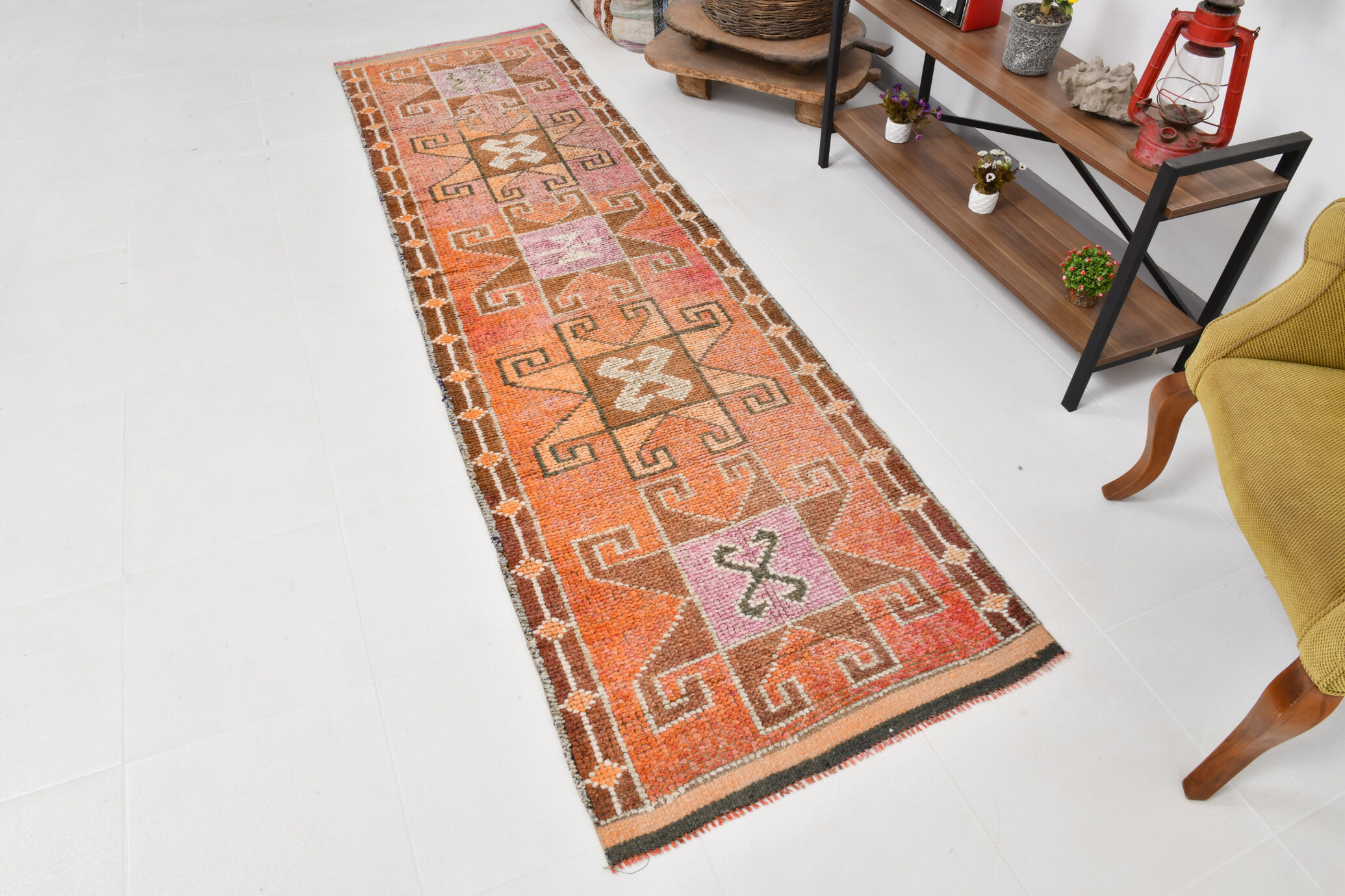 3x10 contemporary oushak runner rug, 86x302cm