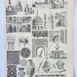 Gravure • Architecture 2, maison, dessin • Lithographie originale et vintage de 1898