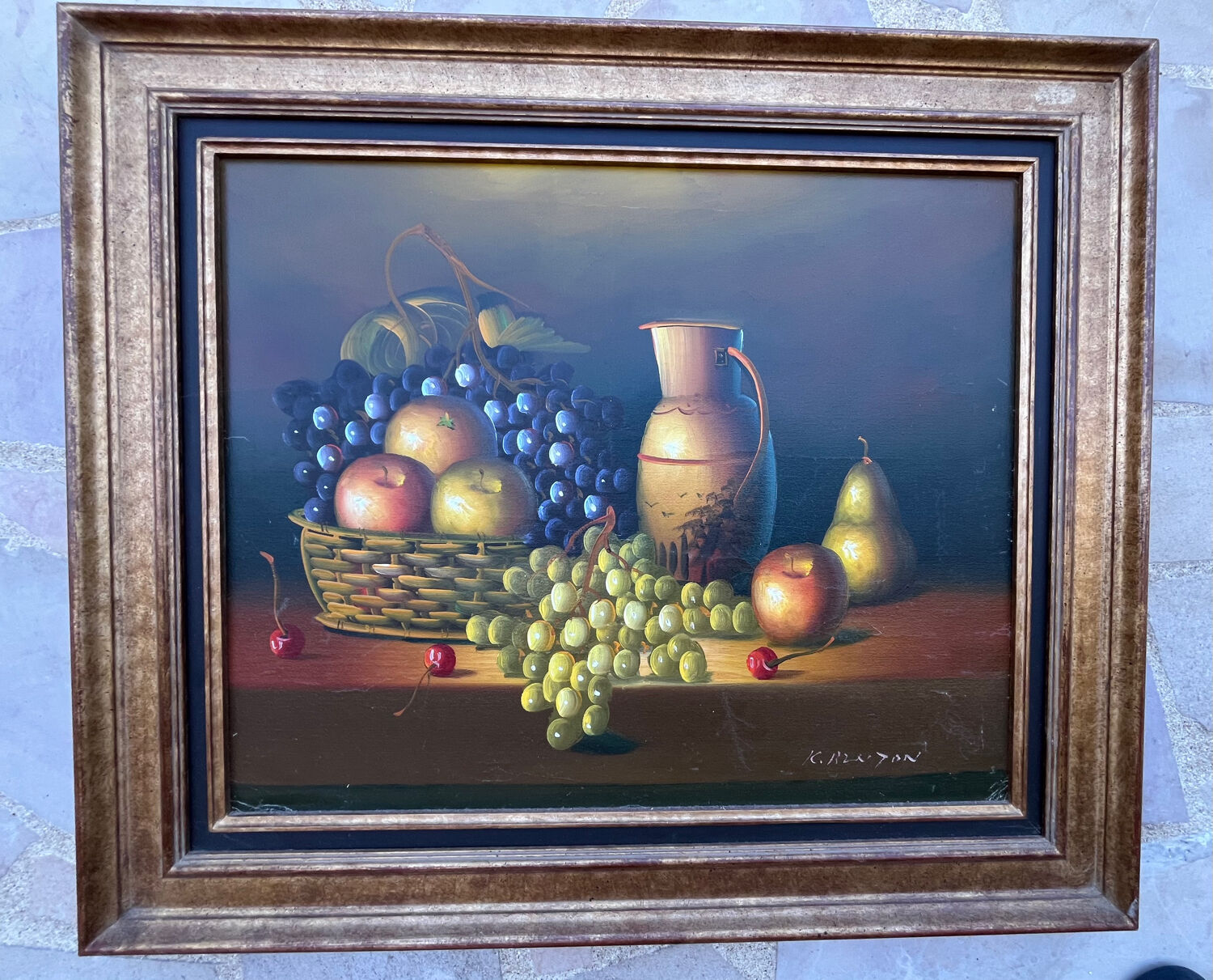 Painting: oil on canvas - still life with fruit