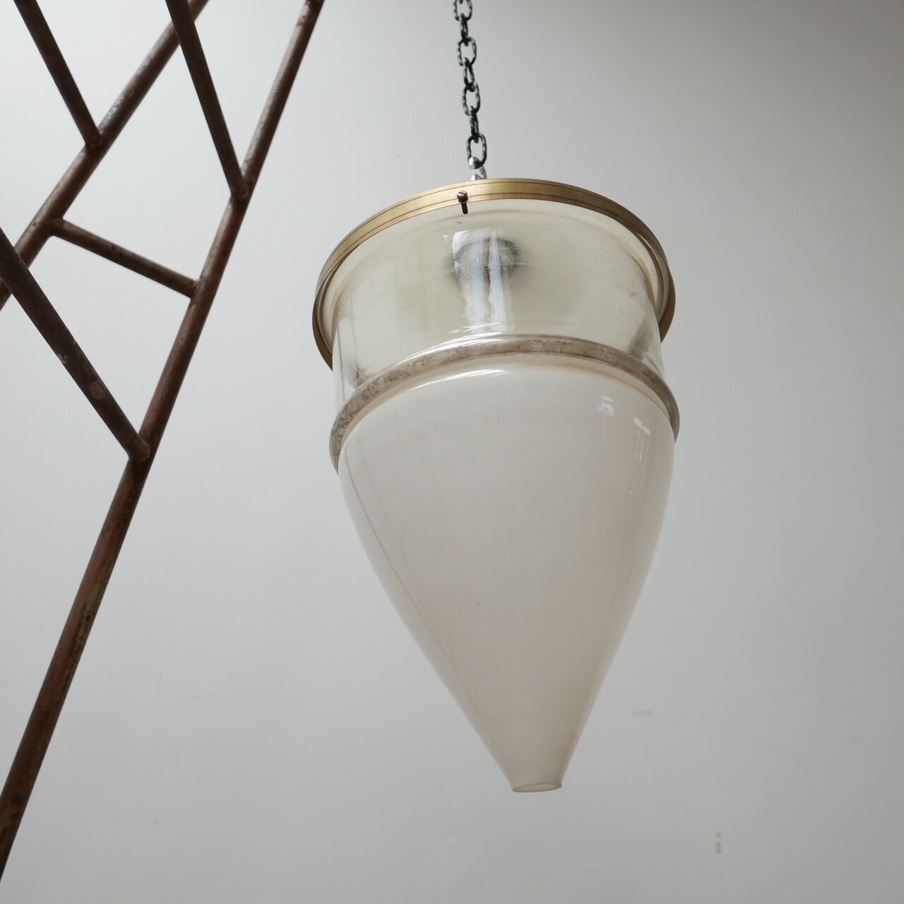 German Antique Three Part Large Pendant Light