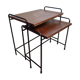 Tables d'appoint, gigognes, en bois et métal, vintage, années 60-70
