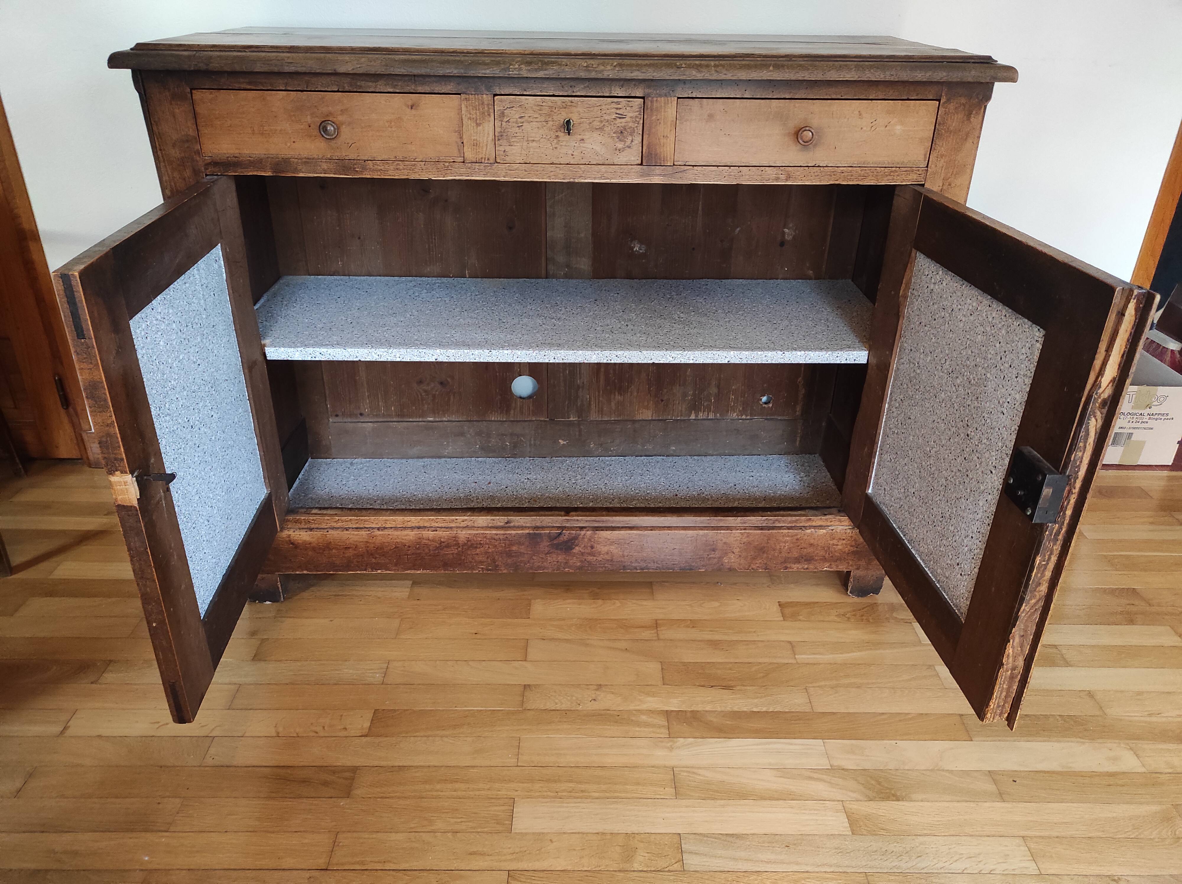 Parisian buffet 2 doors 3 drawers bahut rustic fir 19th century