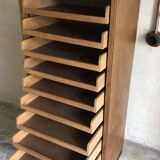 Vintage sliding curtain file cabinet 1950-1970