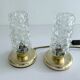 Pair Vintage Bubble Glass Table Lamps, Bedside, Brass