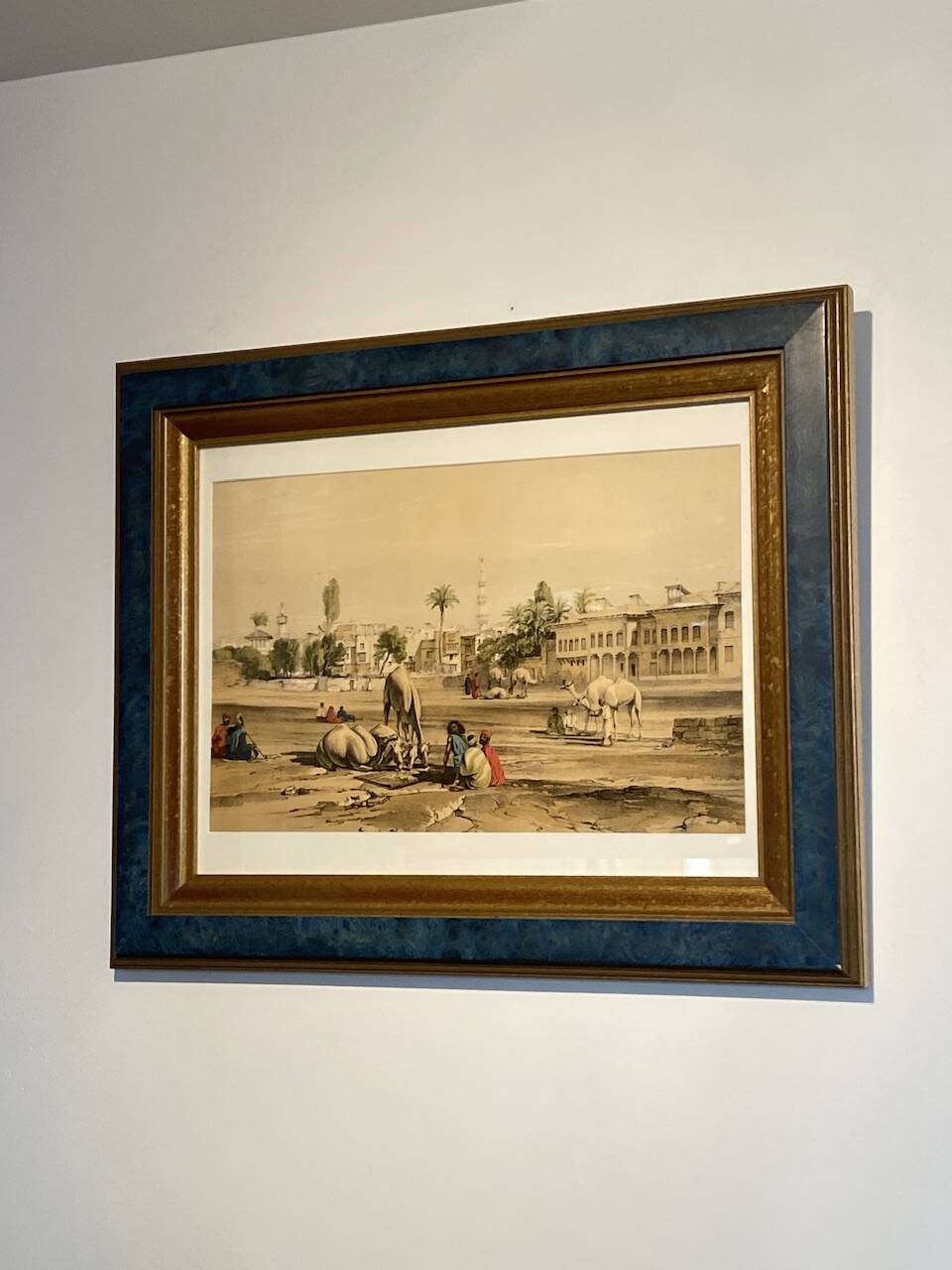 Orientalist engraving, view of the Shereef Bey Palace in Cairo, 20th century