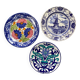 Trio of blue decorative plates