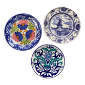 Trio of blue decorative plates