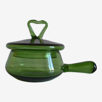 Green glass pan 70s