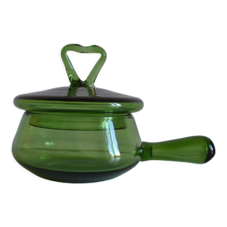 Green glass pan 70s