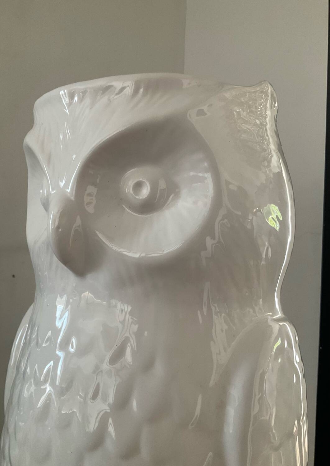 Vintage glazed ceramic owl umbrella stand