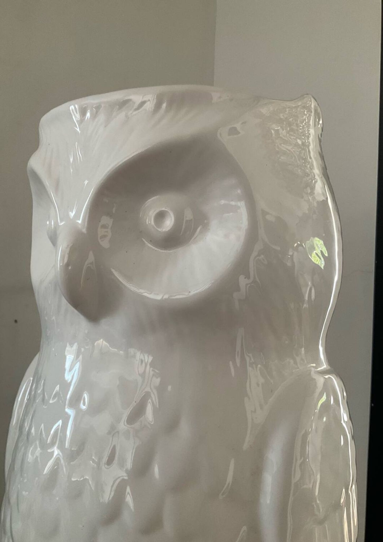 Vintage glazed ceramic owl umbrella stand