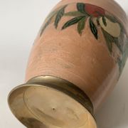 Large enamelled brass vase