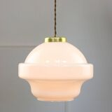 Mid-Century Italian Opaline and Brass Pendant Lamp