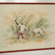 Numbered watercolor lithograph painting "the cane harvest"