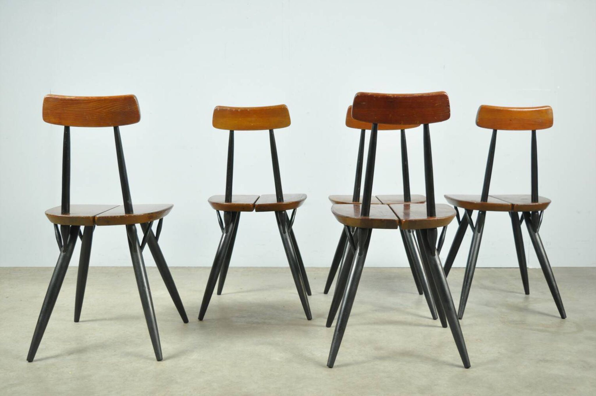 🟡 PIRKKA dining table chairs, Ilmari Tapiovaara, Laukaan Puu, Finland 1950