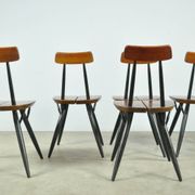🟡 PIRKKA dining table chairs, Ilmari Tapiovaara, Laukaan Puu, Finland 1950