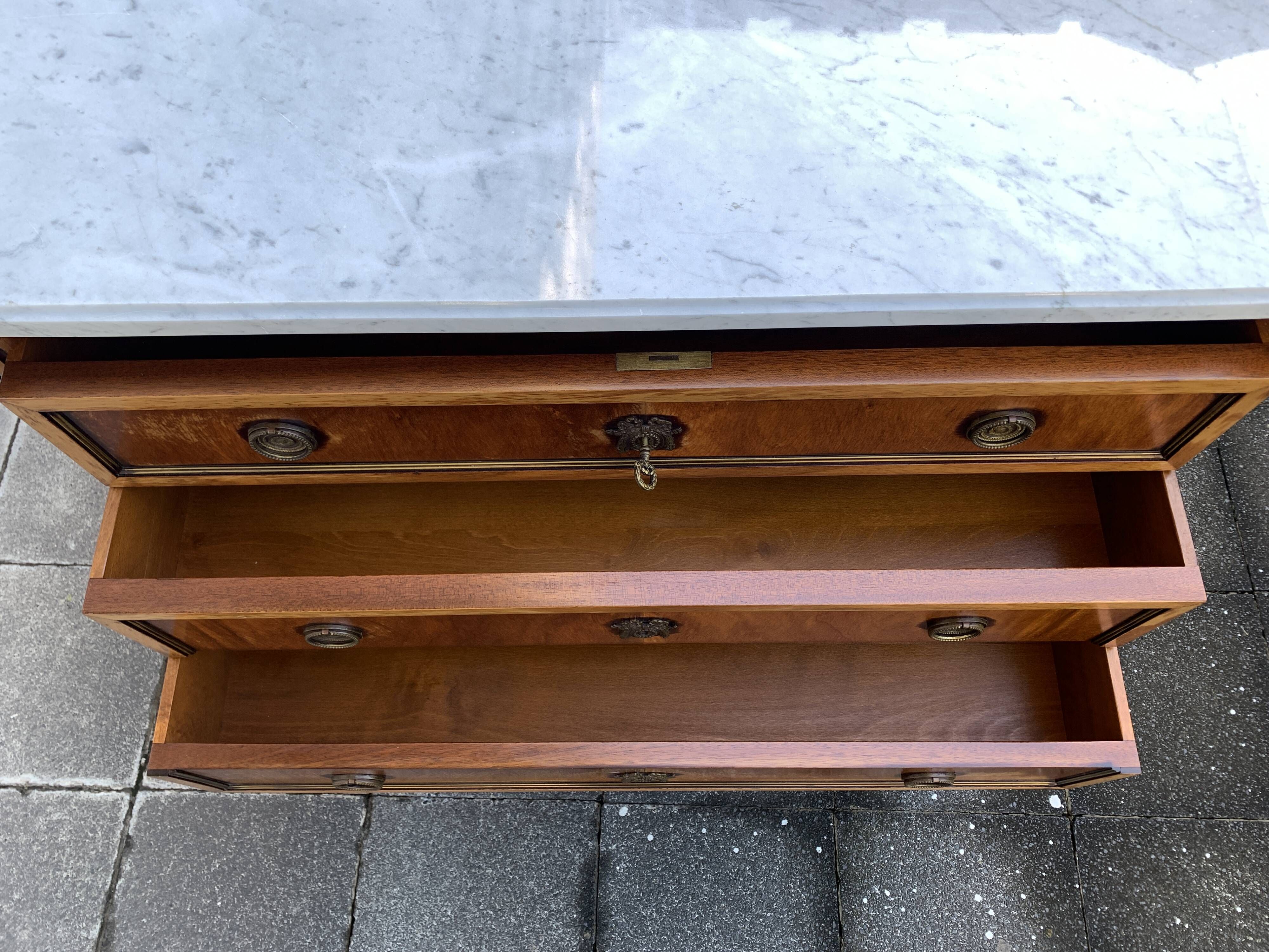 Louis XVI style solid wood chest of drawers, 3 drawers, second half of the twentieth century