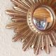 Golden wooden and stucco mirror, France 60s 25cm