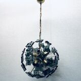 Italian sputnik murano glass smoked glass and metal, 1960s