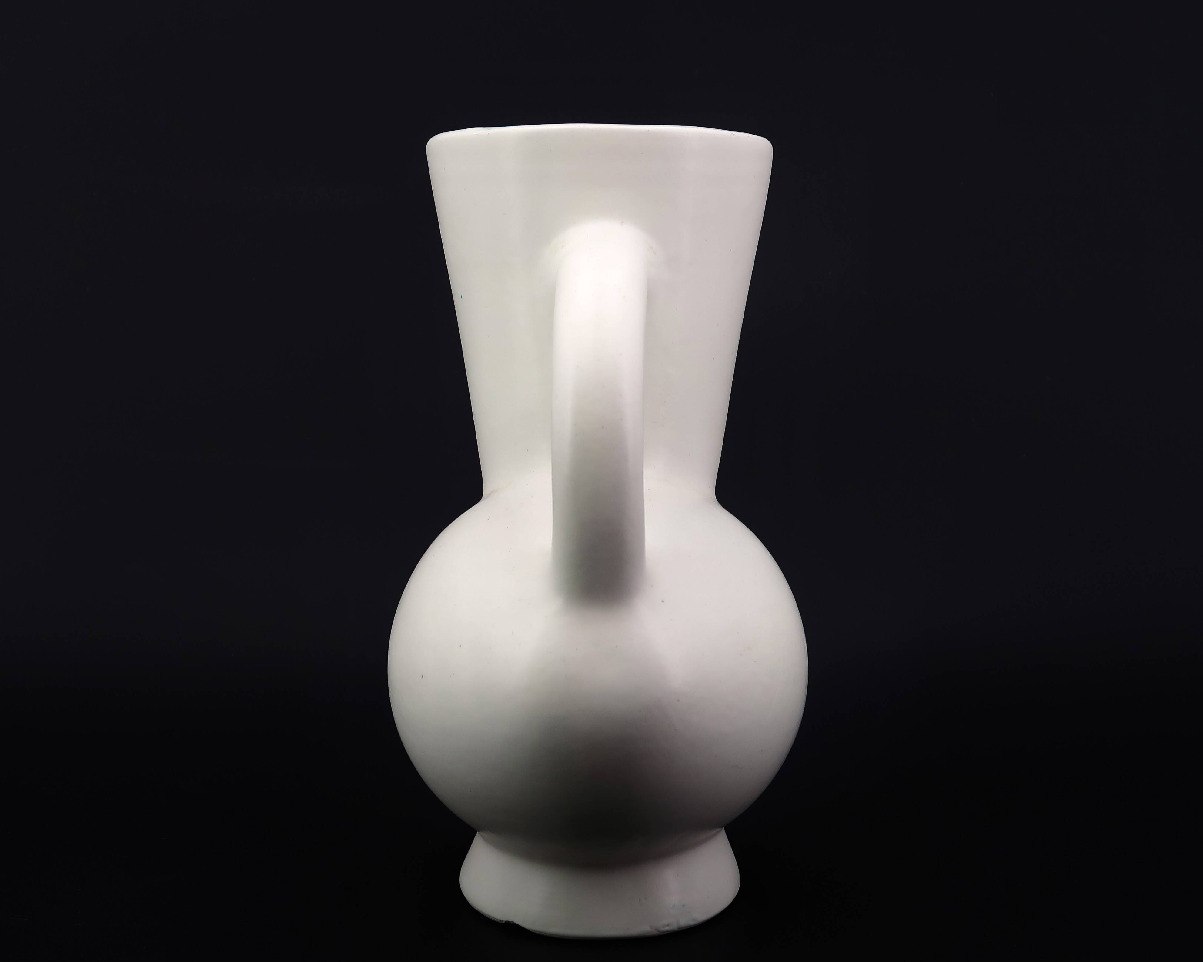 White ceramic pitcher by André Baud, Vallauris 1960s