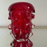 Red Murano glass vase from the 70s