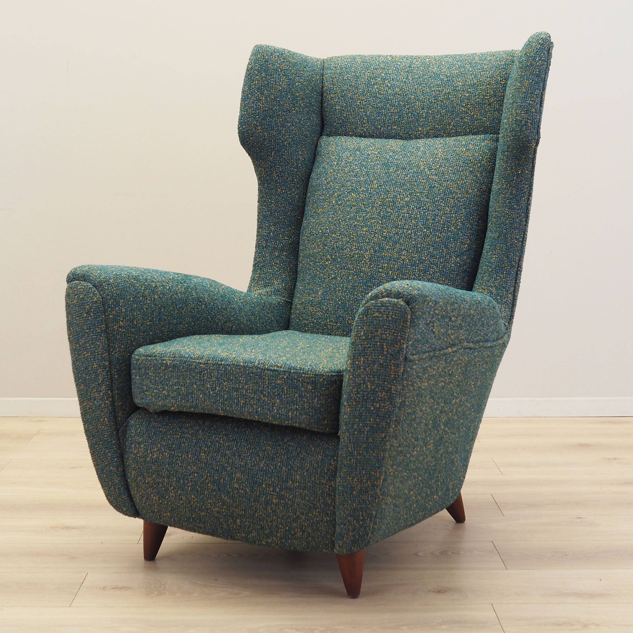 Fauteuil vert, design italien, années 1970, production : Italie