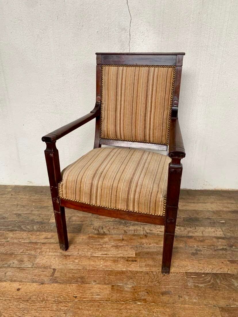 Empire office armchair in mahogany decor palmettes xviiith