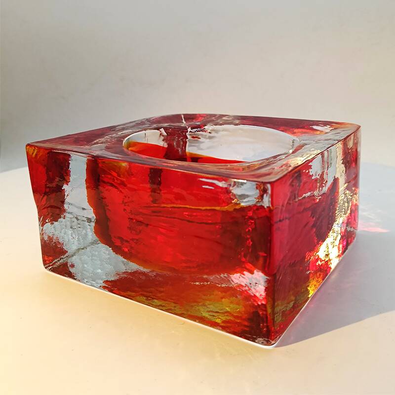 Cendrier carré en verre de Murano fait à la main, années 1960