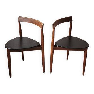 2 vintage teak and skai chairs Danish design Hans OLSEN
