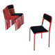 Space Age Stackable Dining Chair / 1970s Red & Black Metal Chair (9 in stoc