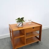Deense teak audio trolley met lade vintage tv meubel