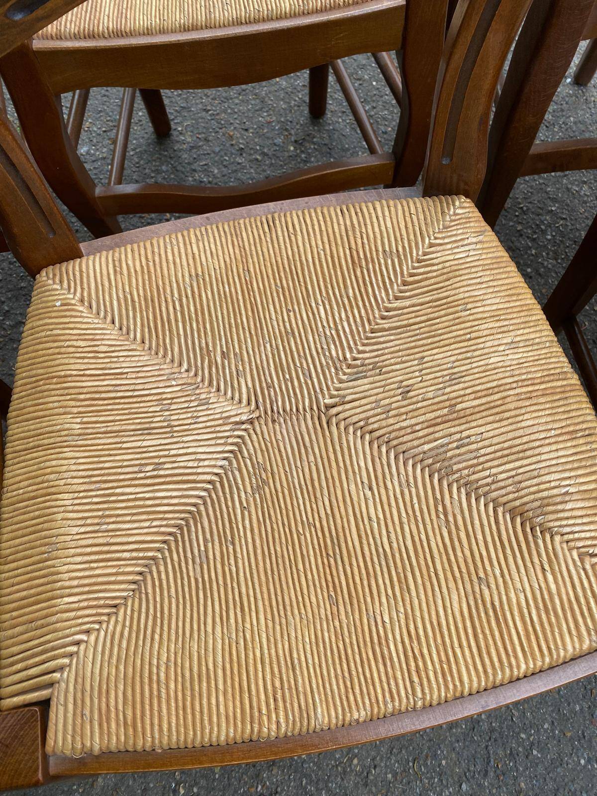 6 Louis Philippe chairs in solid wood and straw