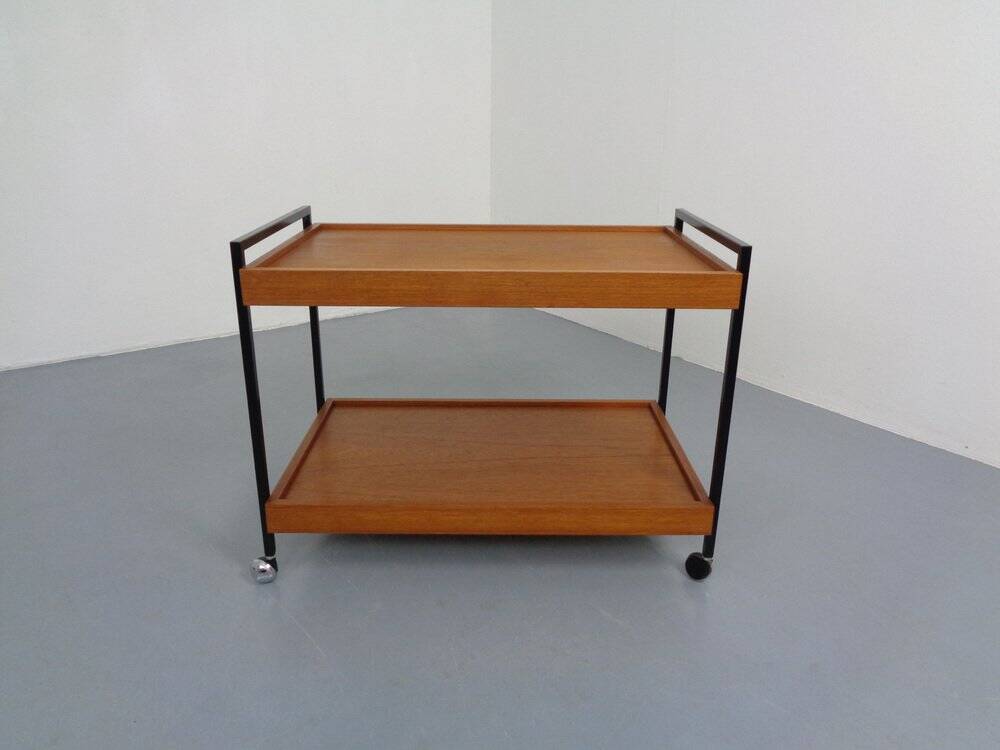 Minimalist Rollable Teak Serving Cart, 1960s