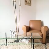 Vintage glass/brass coffee table 60