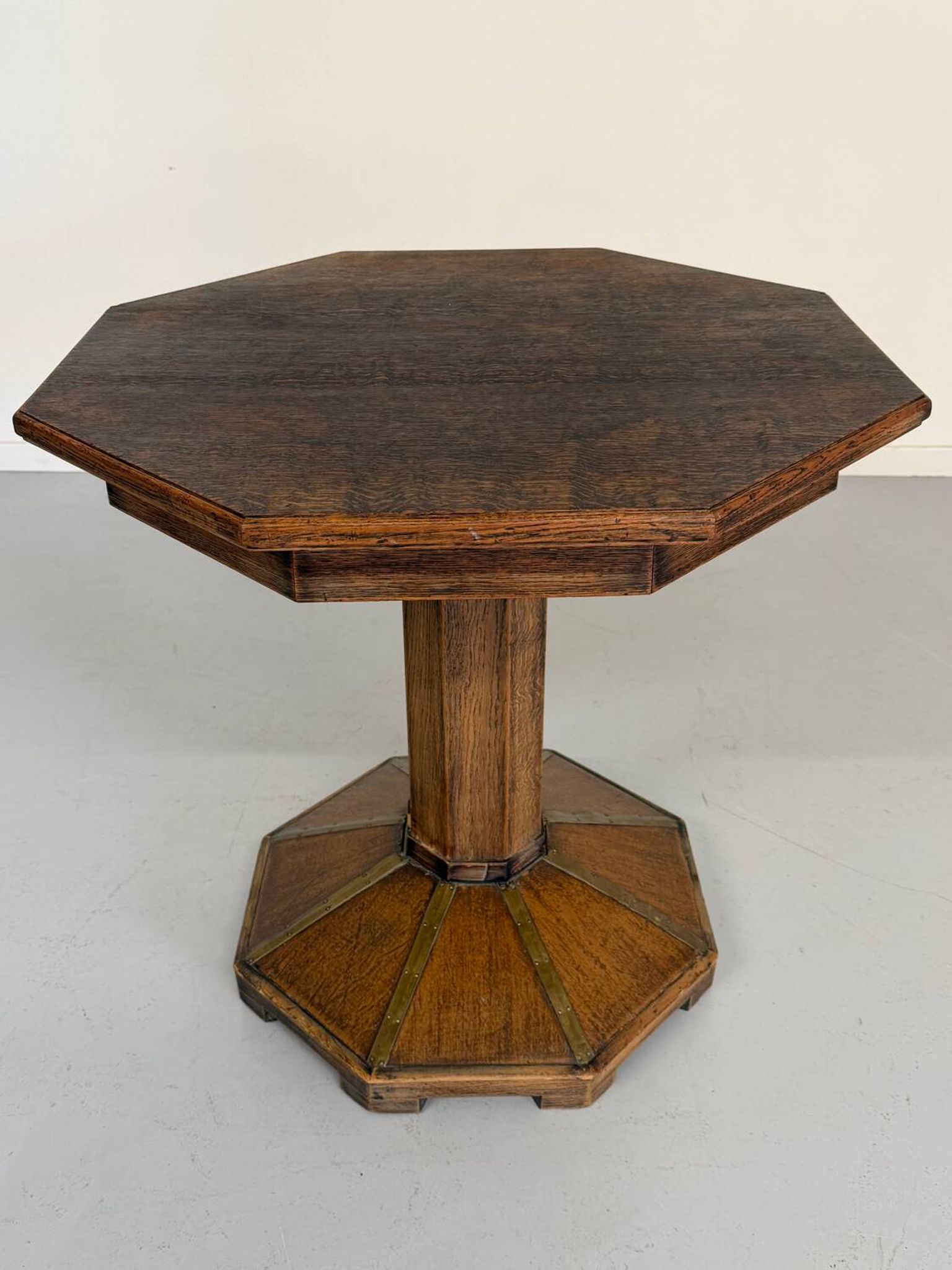 Ancienne table en bois de bistrot années 40/50 vintage finition laiton