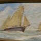 Mirror trumeau sailboat oil painting on wood