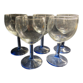 Set of 5 glasses with blue feet