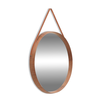 Round mirror with teak frame, 1960s