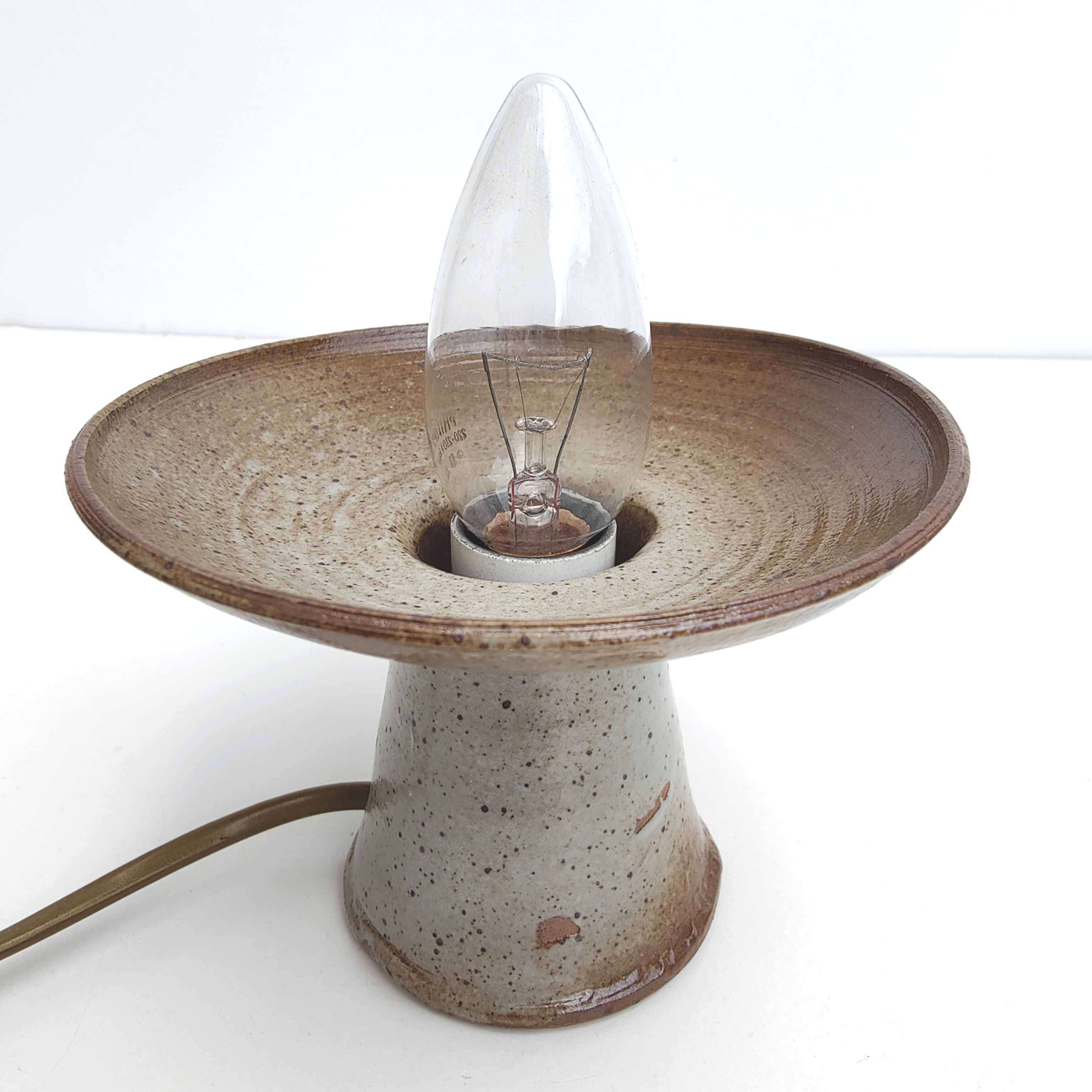 Stoneware candle holder lamp