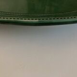 XXXL oval earthenware centerpiece dish with pearl decor, green covered, 1960s
