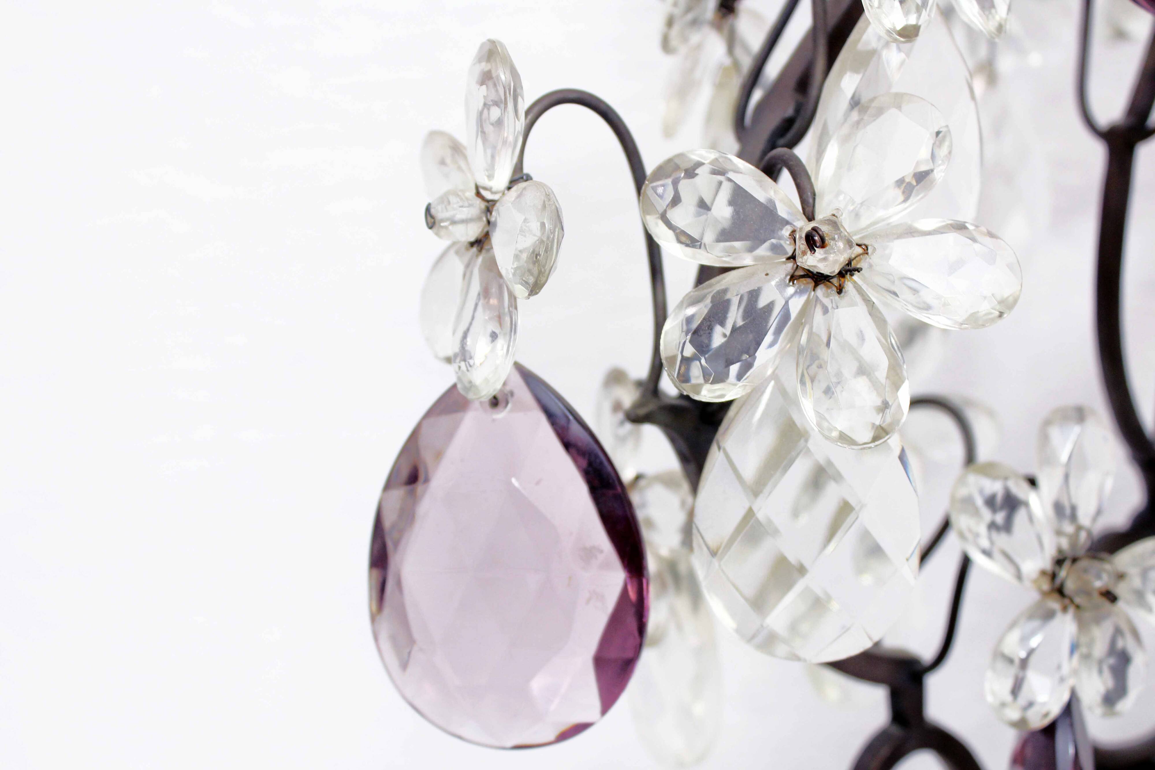 Girandole lamp in crystal and iron