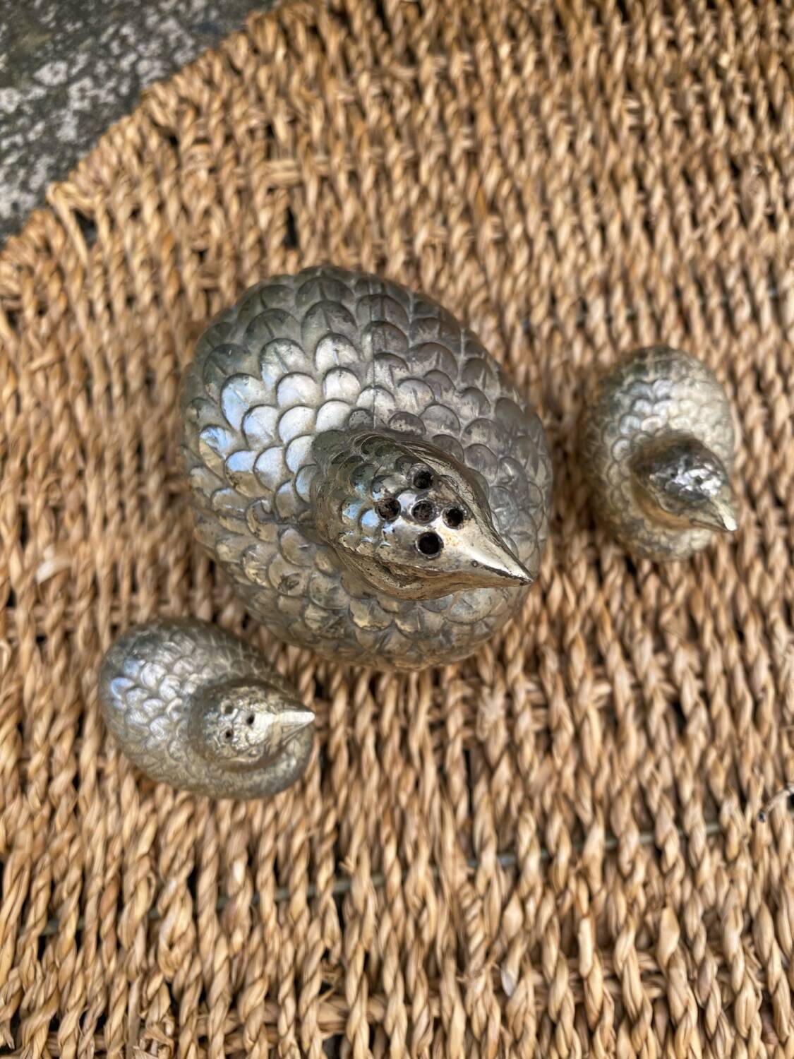 Trio vintage sel poivre et sucrier