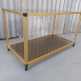 Gold metal coffee table and smoked glass