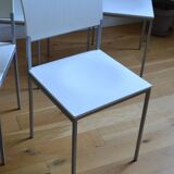 Set of 4 vintage metal and wood chairs from the 1990s.