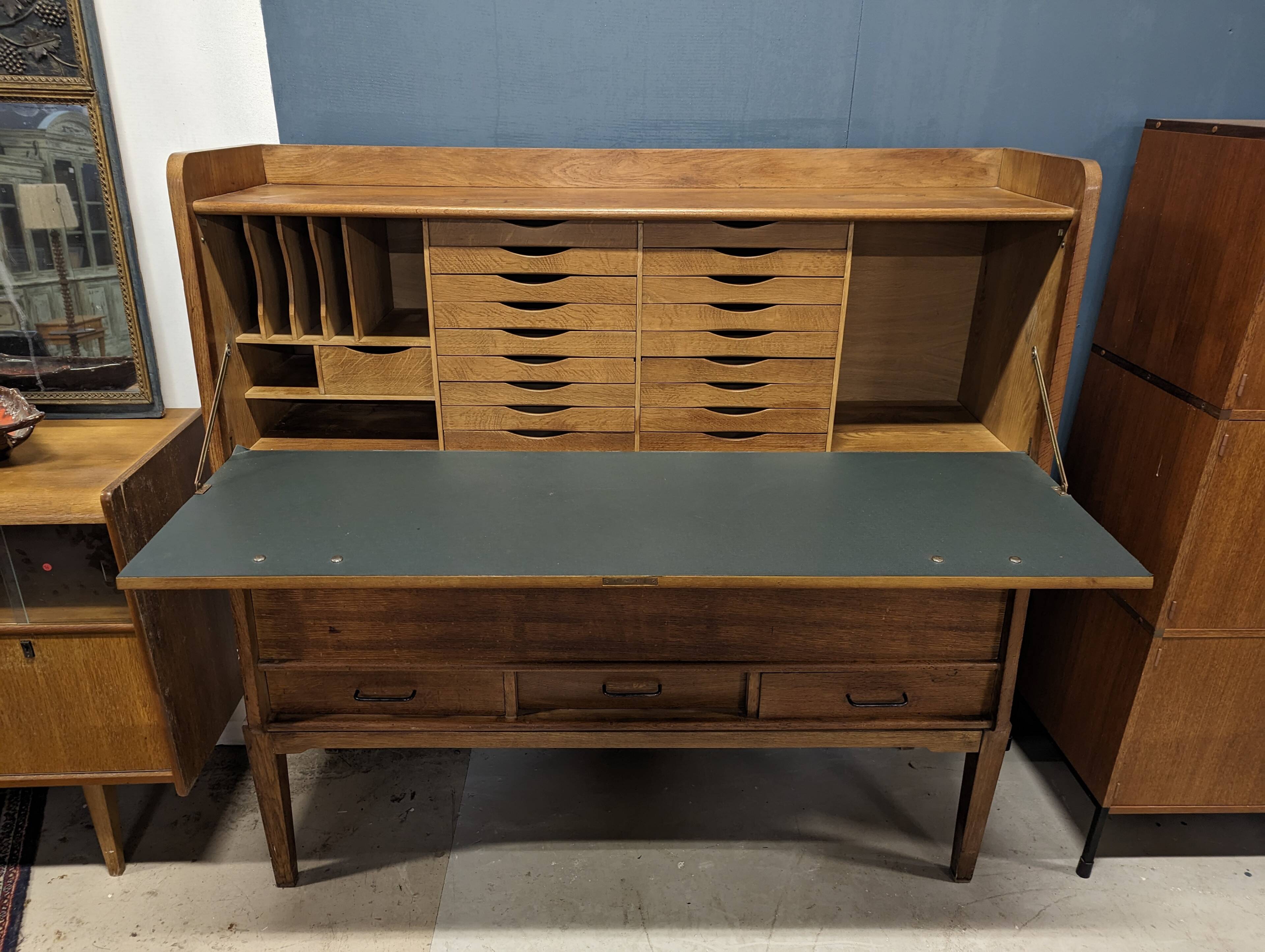 Large oak secretary from the 1940s